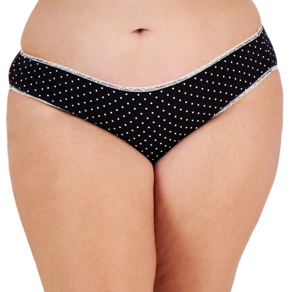 #827 Charter Club Plus Size Pretty Cotton Bikini Underwear, - Blac - Picture 1 of 2